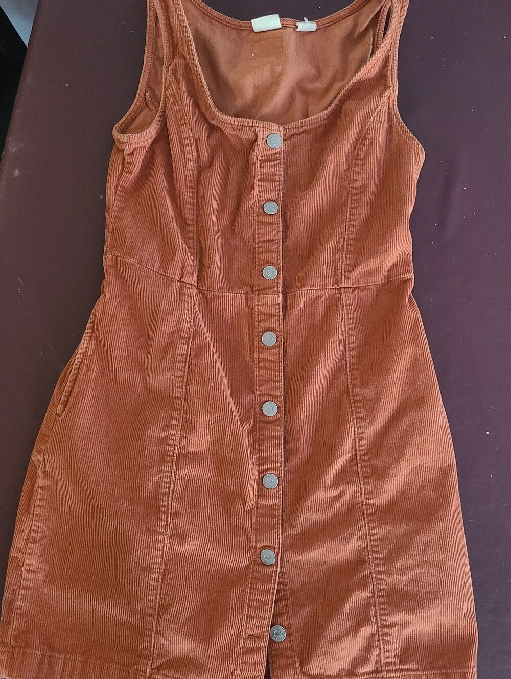 Levi's Rust Corduroy Button-Front Tank Dress